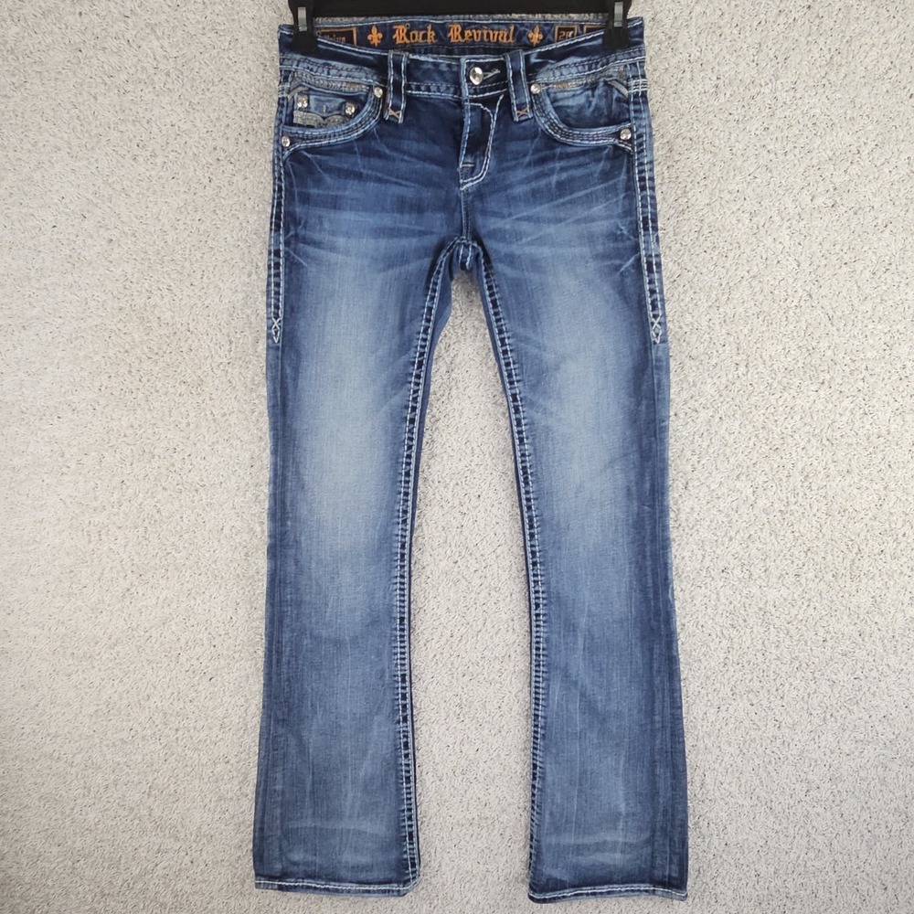 Rock Revival Priya Jeans Women's 26 30x30 Low-Rise Boot Cut Med Wash